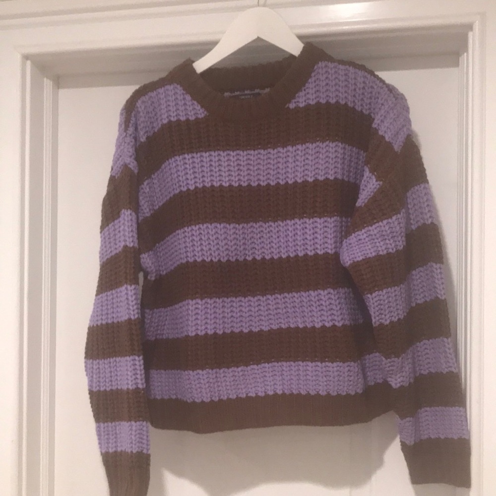 Purple& brown stripped sweater.  Original tags.  Never worn